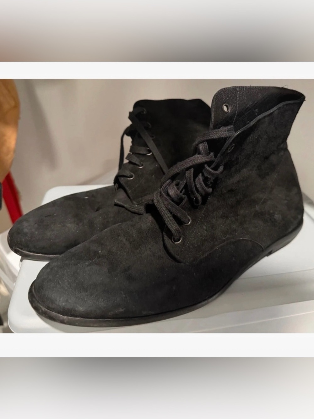 Barney’s New York Chelsea Black Suede Lace-Up Ankle Boots